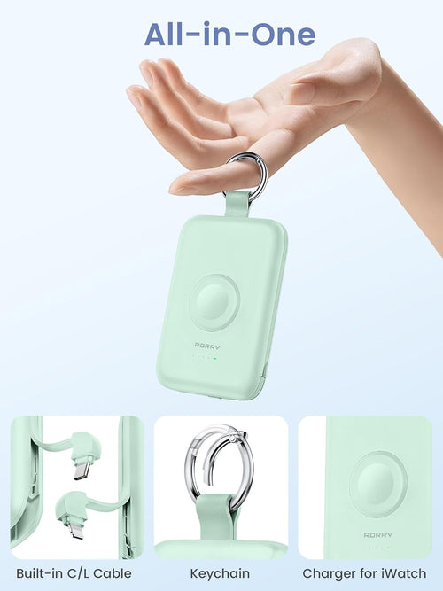 Portable Charger, 10000Mah PD 20W Fast Charging Portable Charger Power Bank with Built in Cables, Travel Battery Pack for Iphone and Apple Watch Ultra/11/10/9/8/7/6/5, Green